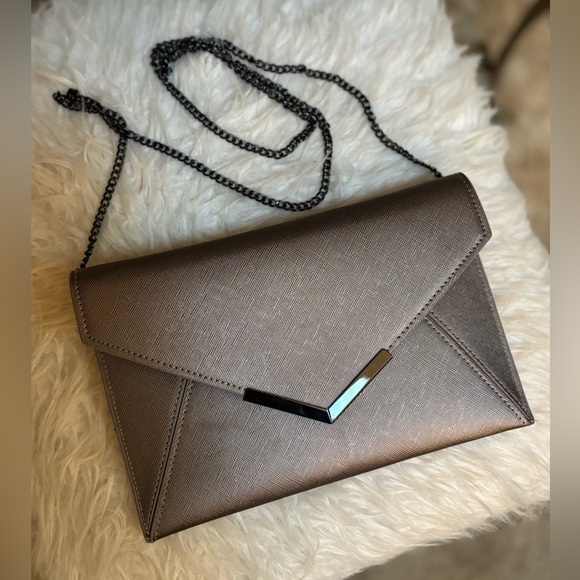 Dexmay Handbags - DEXMAY ENVELOPE CLUTCH CROSSBODY HANDBAG IN METALLIC FAUX PU LEATHER